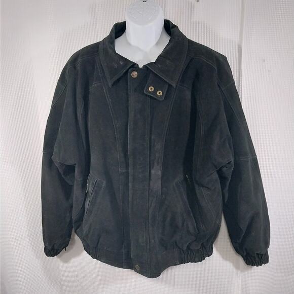 SANTA FE OUTBACK! LUXE BLACK GENUINE SUEDE LEATHER BOMBER STYLE JACKET! SZ XL - Picture 2 of 10